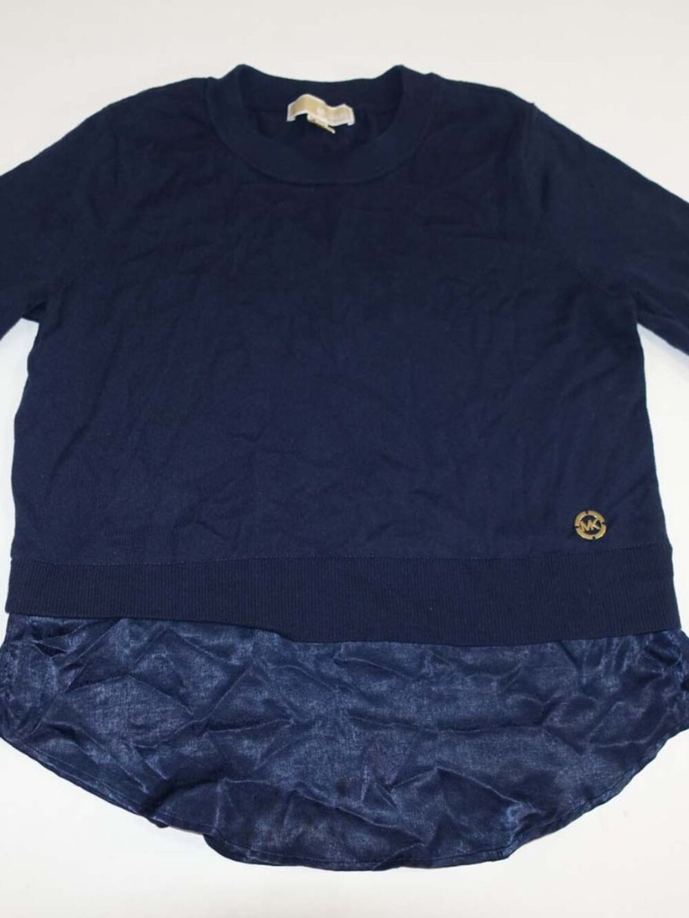Michael Kors Women's Crewneck Sweater Shirt Size Small Navy Blue Pullover S MK